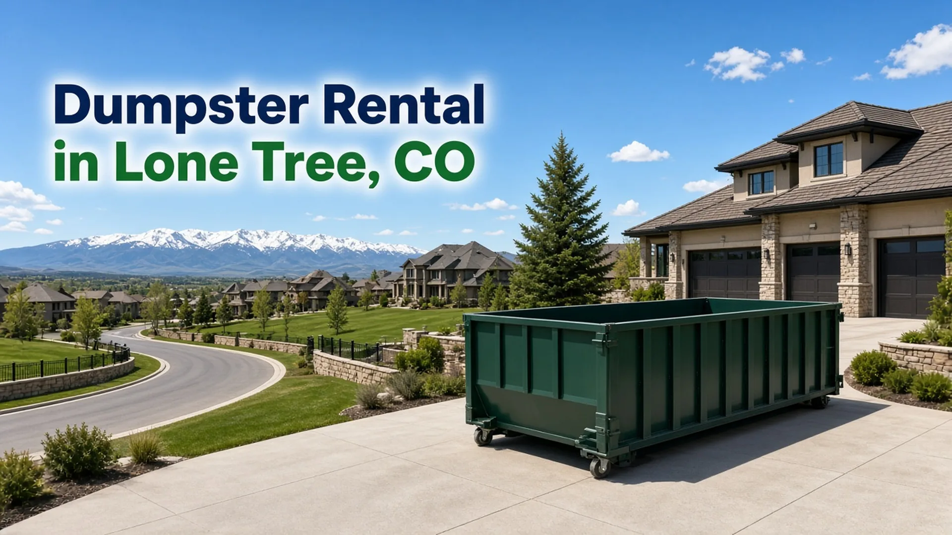 Roll-off dumpster in a south metro HOA driveway